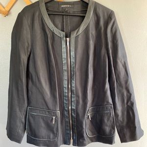 lafayette 148 16w linen and leather jacket NWOT